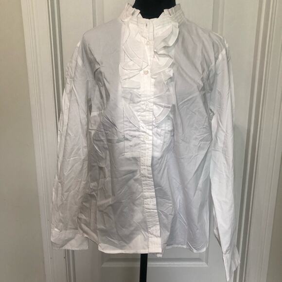 Charter Club Women's Blouse Button Up Shirt Ruffle Detail White Petite Size XL - Picture 1 of 9